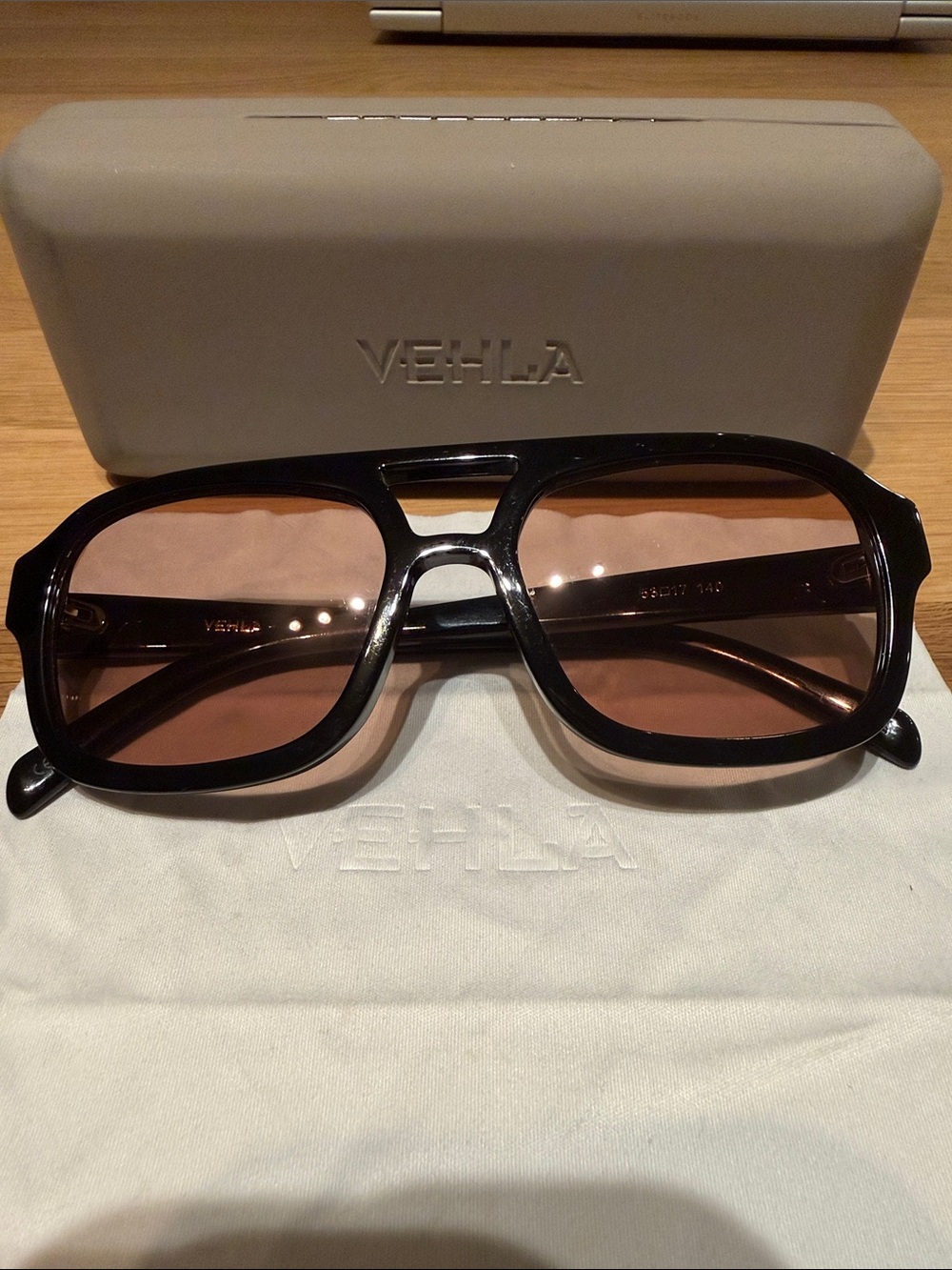 VEHLA Dixie Black Frame Sunglasses with Brown Lenses